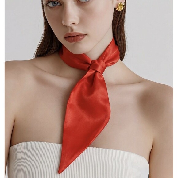 Unbranded Accessories - Red Satin Neck Scarf Tie Wrap Bandana neck Accessory 30” Long Vintage Style